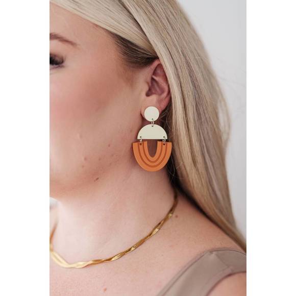 NEW 123 AMORE women's right on time earrings in orange - Picture 2 of 3